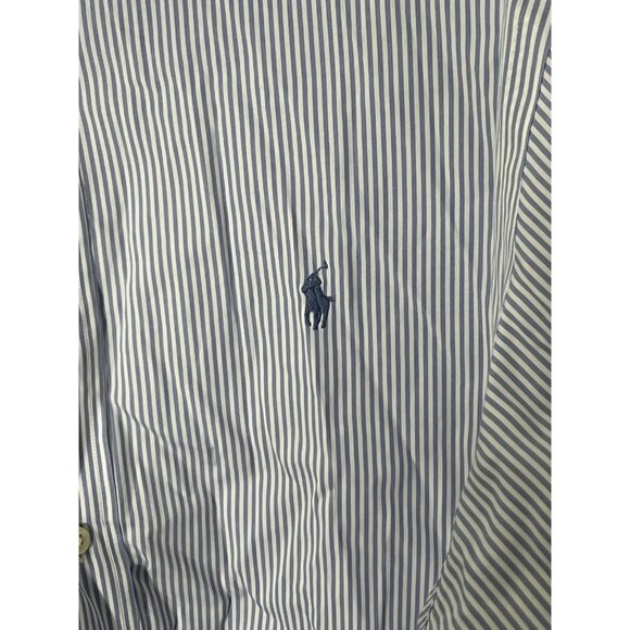 Ralph Lauren Blue White Stripe Button Down Shirt Size L/XL (17.5, 32/33) - Picture 4 of 14
